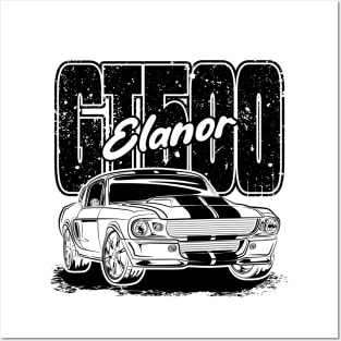 Mustang GT500 Elanor (Black Print) Posters and Art